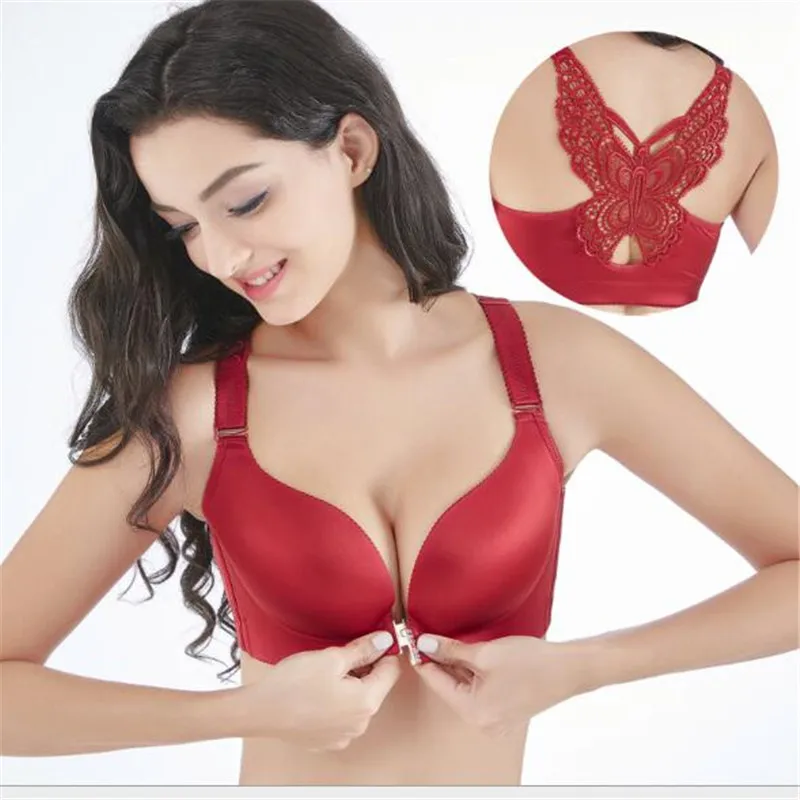 

Sexy Seamless Front Closure Bra Big Size Butterfly Adjustable Push Up Bra Plus Size Bra for Women Large Size C D Cup Brassiere