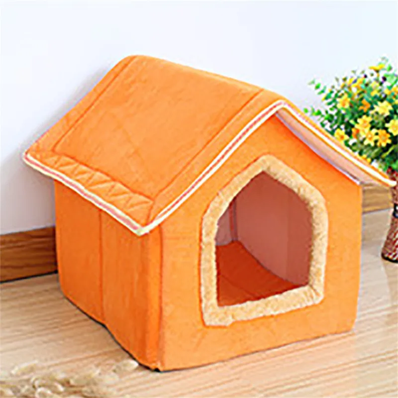 Съемная кровать для собак двойной домик домашних животных коричневый кошек и