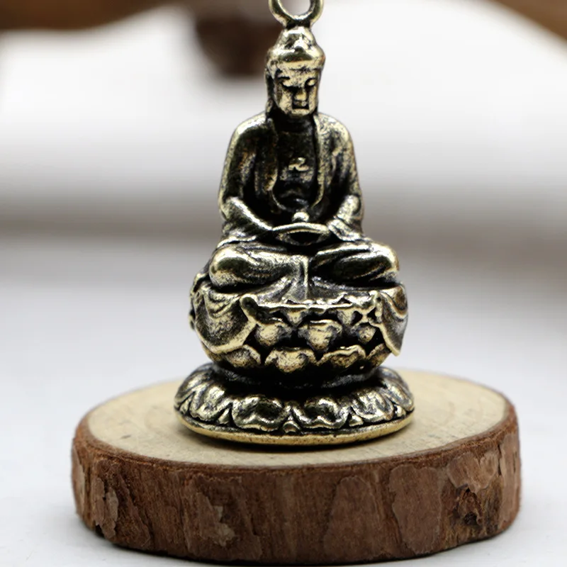 Антикварные фигурки гуанина бодхисаттвы из твердой латуни в стиле ретро медное