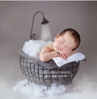 newborn iron basket shower bathtub baby photography props accessories novelty posing auxiliary sofa photo shooting assistance