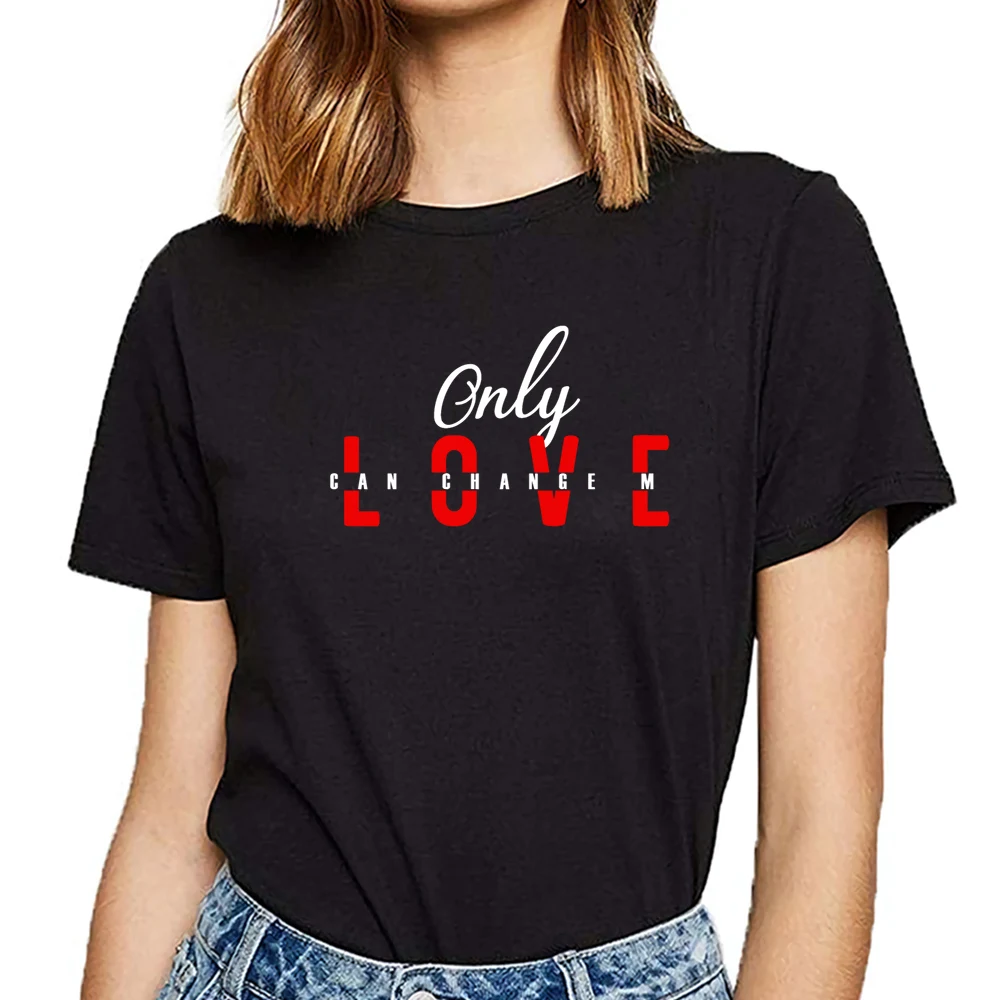 

Женская хлопковая Футболка с принтом love only love can change me