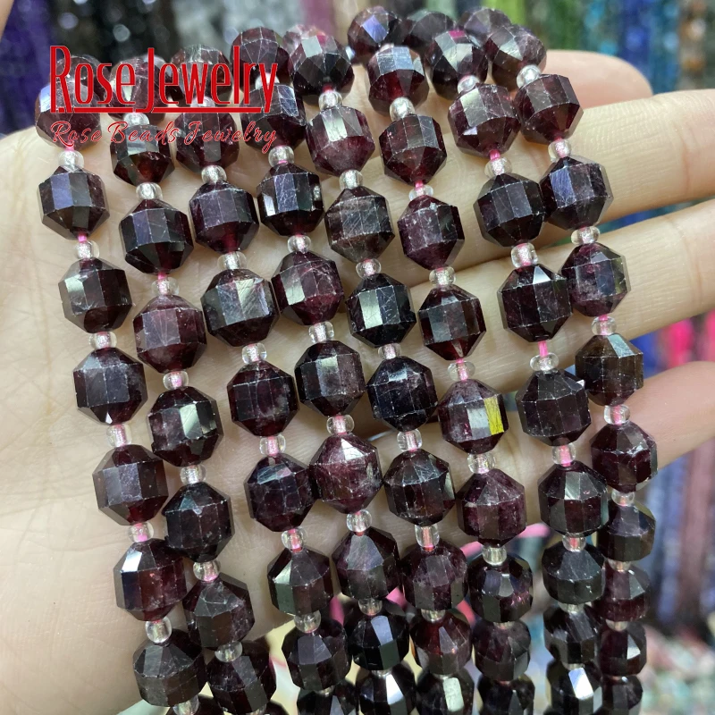 

Natural Garnet Beads Faceted Stone Loose Spacer Beads For Jewelry Making DIY Bracelets Necklace Earring Accessories 8mm 15''inch