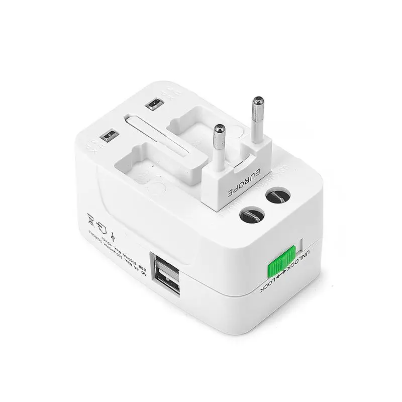 Универсальный адаптер с 2 USB-портами выходная розетка переменного тока все в