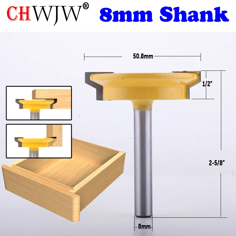 CHWJW 1PC 8mm Shank Straight Rail & Stile Router Bit Woodworking Chisel Cutter Tool for Woodworking Tools