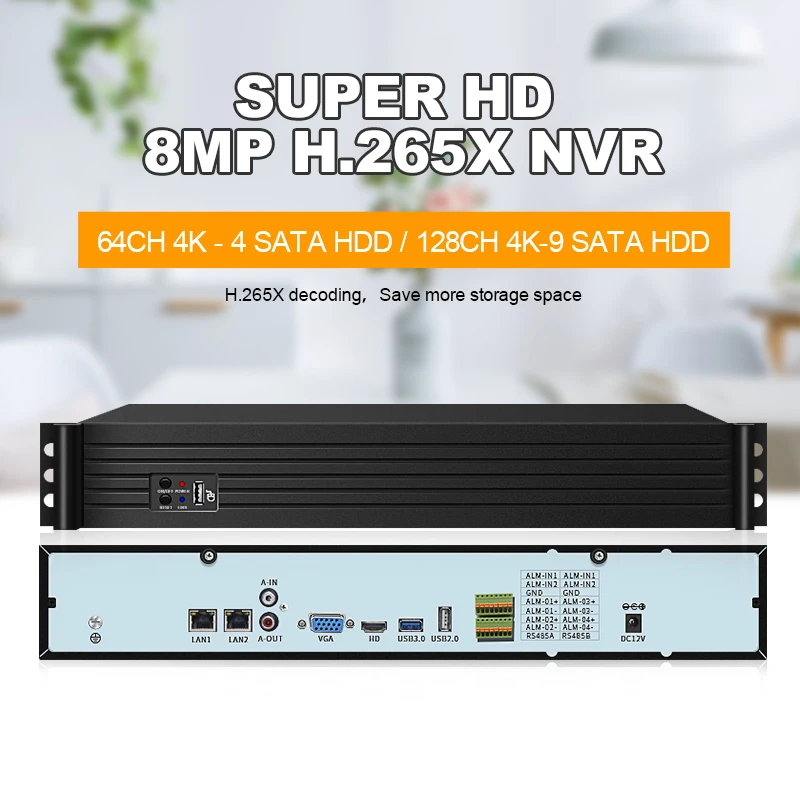 Loosafe 64/128 каналов NVR Ultra 4K H.265 сетевой видеорегистратор с распознаванием