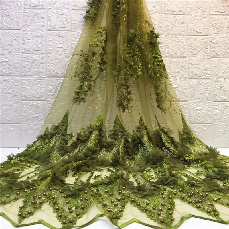 Зеленые бусы 3d кружевные цветы последние нигерийские камни стили французские