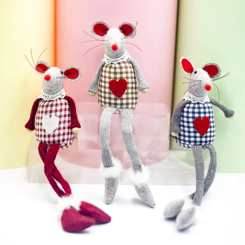 Christmas Decoration Pendant Cute Mouse Plush Doll House Ornaments Christmas Tree Creative Decorative Accessories