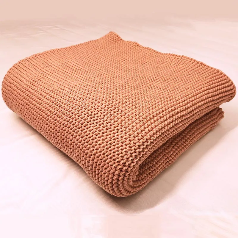

Blanket Pure Color Knitting Blanket TV Cover Blanket Adult Leisure Blanket Nordic Simple Summer Air Conditioning Knitted Solid