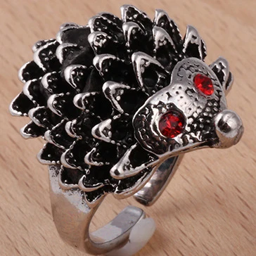 Hedgehog MeMolissa панк животное кольцо готическое черное серебро металлические кольца в виде змейки для женщин мужчин ночной клуб унисекс регулируемые Anillos ювелирные изделия - Цвет основного камня: Hedgehog
