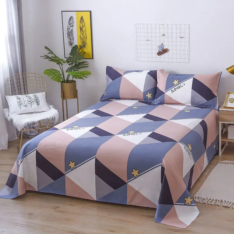 

[Sheet + Pillowcase] Three-piece bed sheet and pillowcase set for single and double dormitory sheets and pillowcases