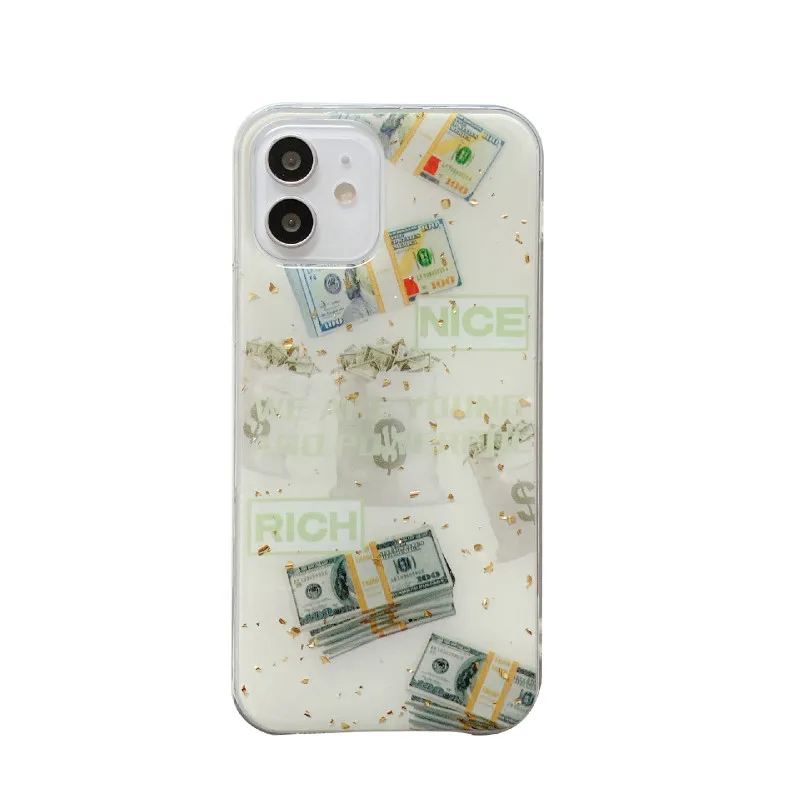 

Epoxy dollar figure silicone phone case for iPhone11 12Pro Max mini X XR XS XSMax 8 7PluS anti-drop protective back cover