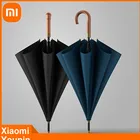 Деревянный длинный зонт Xiaomi для мужчин и женщин, деловой винтажный большой зонт для гольфа, ветроустойчивый простой уличный дорожный