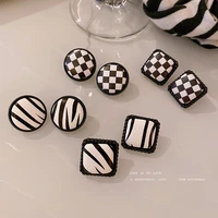 square plaid stud earrings for women simple round earrings womens accessories love korean fashion jewelry gift wholesale trend