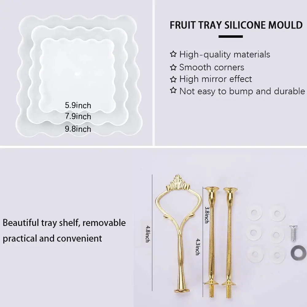 3 Слои подставка для Свадебного Торта Силиконовой смолевой пресс формы