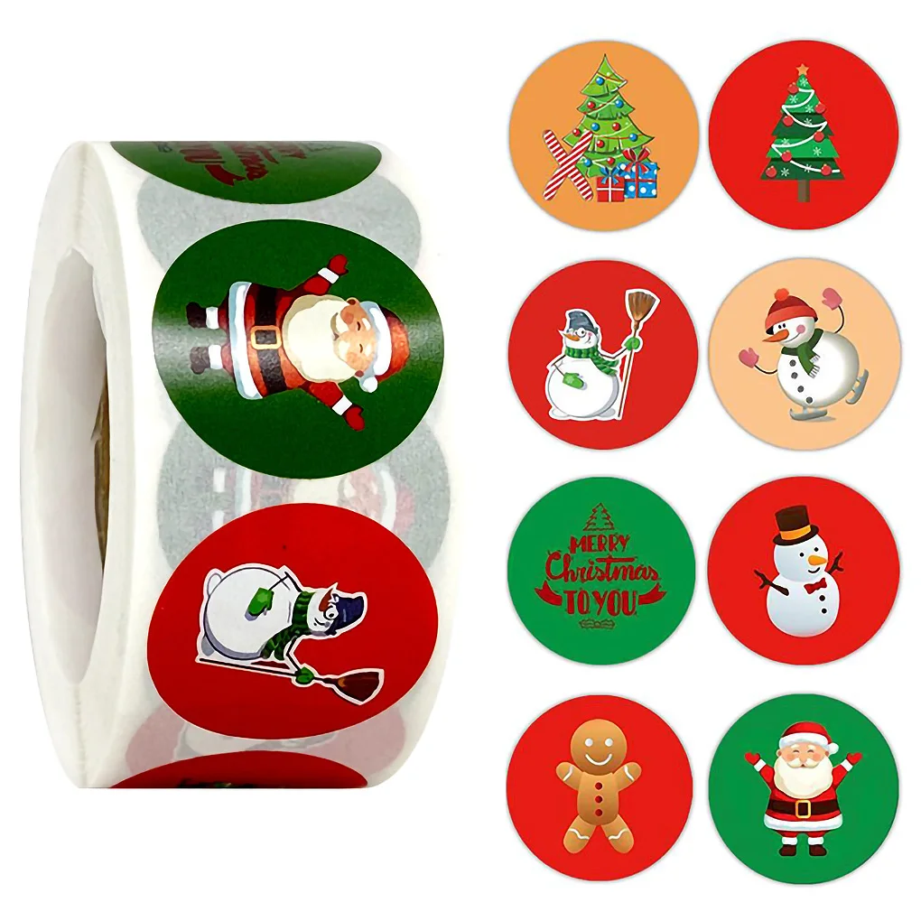 

500pcs Merry Christmas Stickers Christmas Tree Elk Candy Bag Sealing Sticker Christmas Gifts Box Labels DIY Decorations New Year
