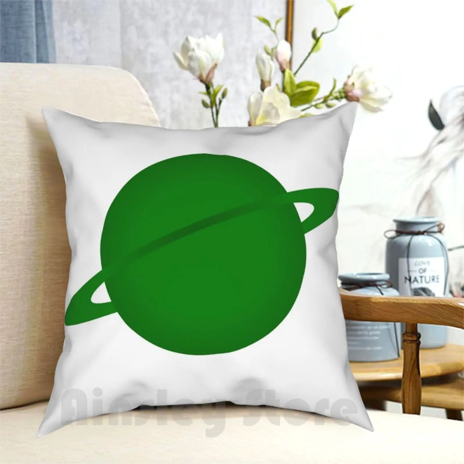 

Ringed Green Planet Pillow Case Printed Home Soft Throw Pillow Cosmic Planet Science Fiction Sci Fi Syfy Superhero