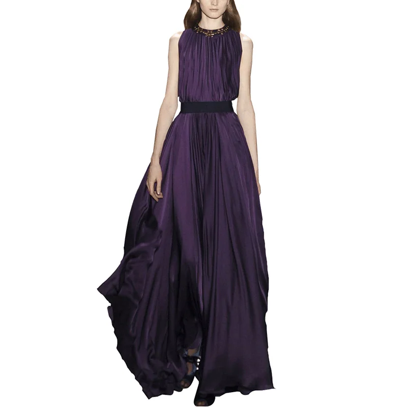 

American Fashion Royal Sister Fan Chiffon Dress Waist Wide Swing Long 2021 New Summer