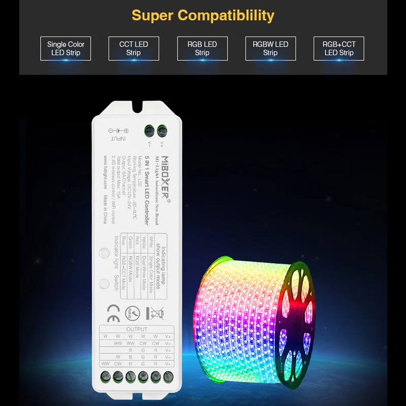 Фото 12V 24V LS2 5 в 1 Smart Led Управление Для одного Цвет RGBW RGB CCT Светодиодная лента 12V 24V LS2 5 в 1 Smart Led Управление Для одного Цвет RGBW RGB CCT Светодиодная лента