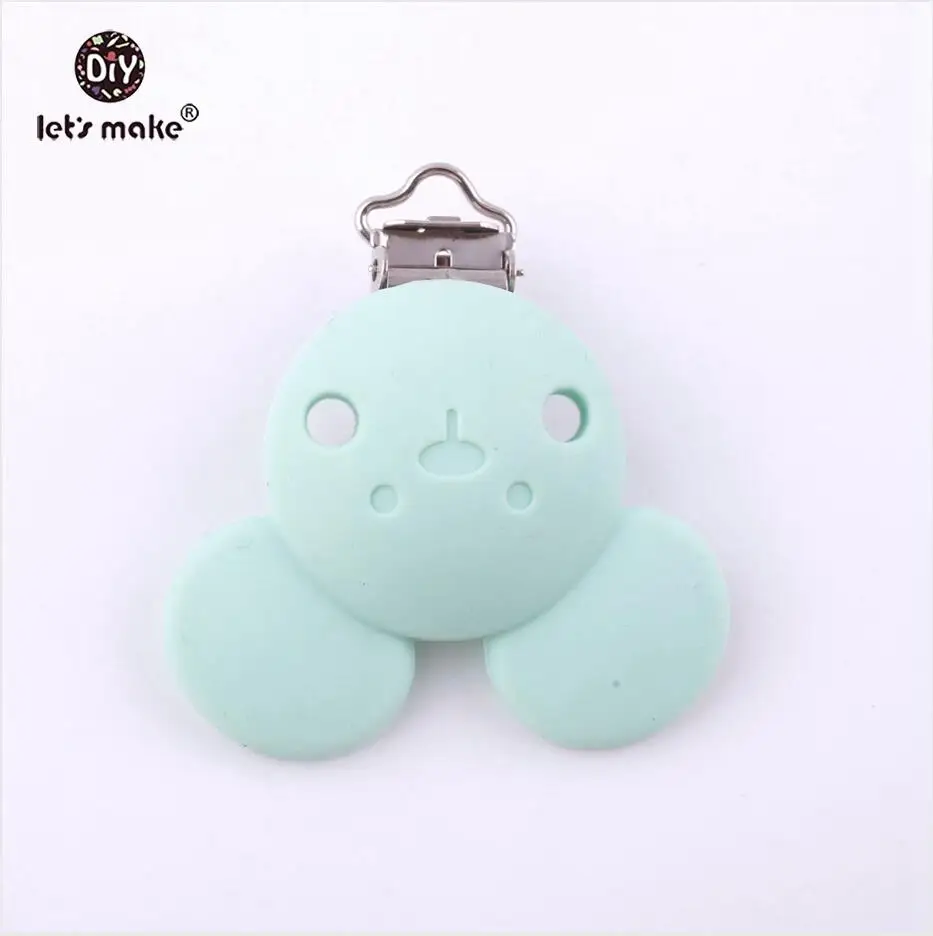 mint bear Let's make/1 шт. силиконовый Прорезыватель для зубов, зажимы для соски, жемчужные силиконовые бусины, круглая звезда, зажимы для пустышки, уход за зубами, Детские аксессуары - Цвет: mint bear