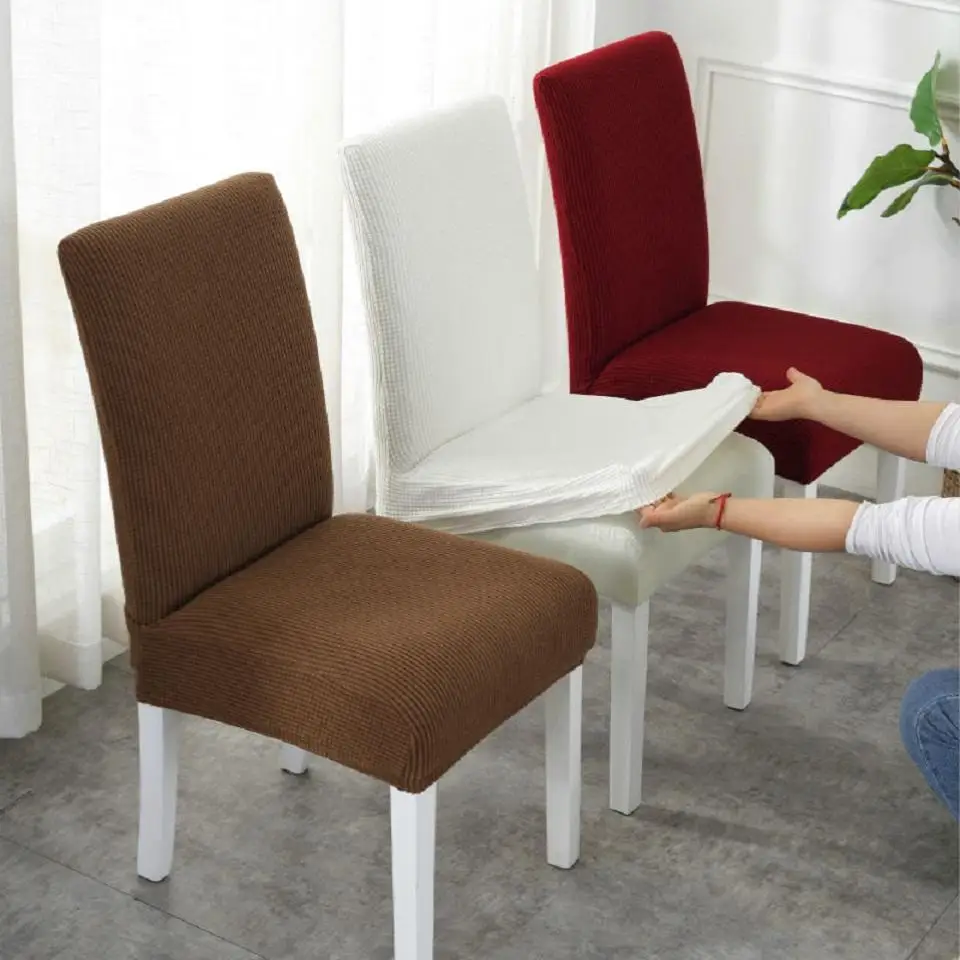 

Super Soft Polar Fleece Fabric Chair Cover Elastic Spandex Chair Covers For Dining Room/Kitchen Stretch Chair Cover With Back
