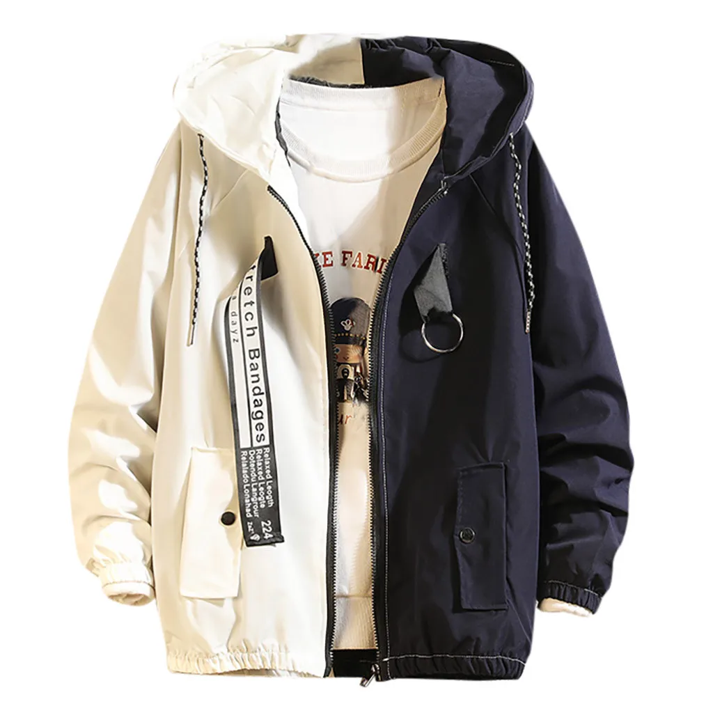 jacket men Autumn Casual Fashion Color Collision Hoodie Thin Jacket Zipper Hip Hop coach streetwear jacket jaqueta masculino