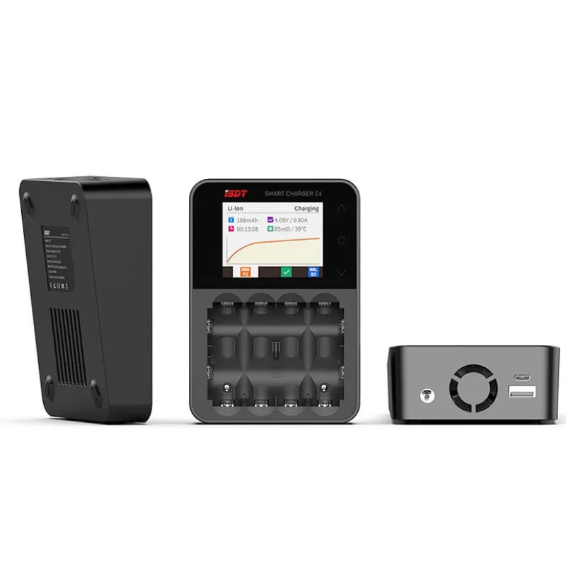 ISDT C4 8A Смарт зарядное устройство с USB выходом для 18650 26650 AA AAA батареи