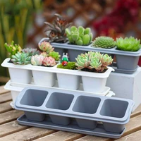 46 grid succulents planter pots with tray square plastic solid color set nursery pot cactus plant pot garden pot desk decoratio
