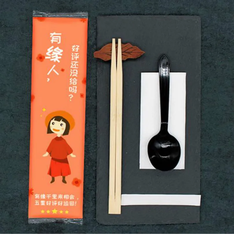 

Disposable chopsticks bamboo Disposable chopstick outdoor camping chopstick with paper towel toothpick plastic spoon 50set/lot