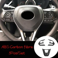 abs carbon fibre for toyota corolla 2019 2020 car steering wheel button frame cover trim sticker car styling accessories 3pcs