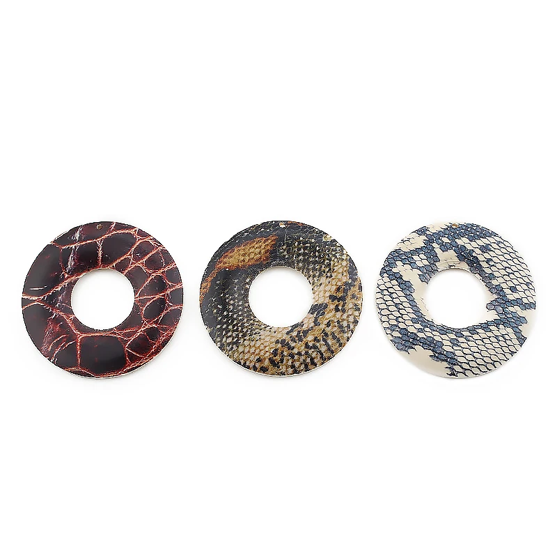10 шт. круглые деревянные подвески с принтом змеиной кожи|Подвески| |