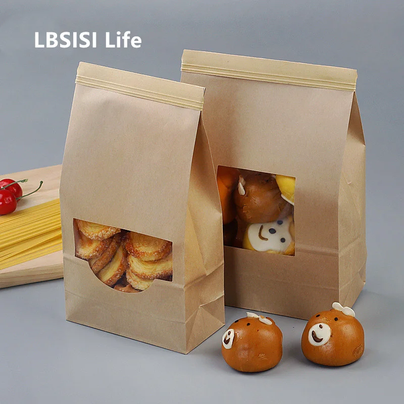 Пакеты для хлеба LBSISI Life 50 шт. крафт-бумага с прозрачным окном пакеты завтрака
