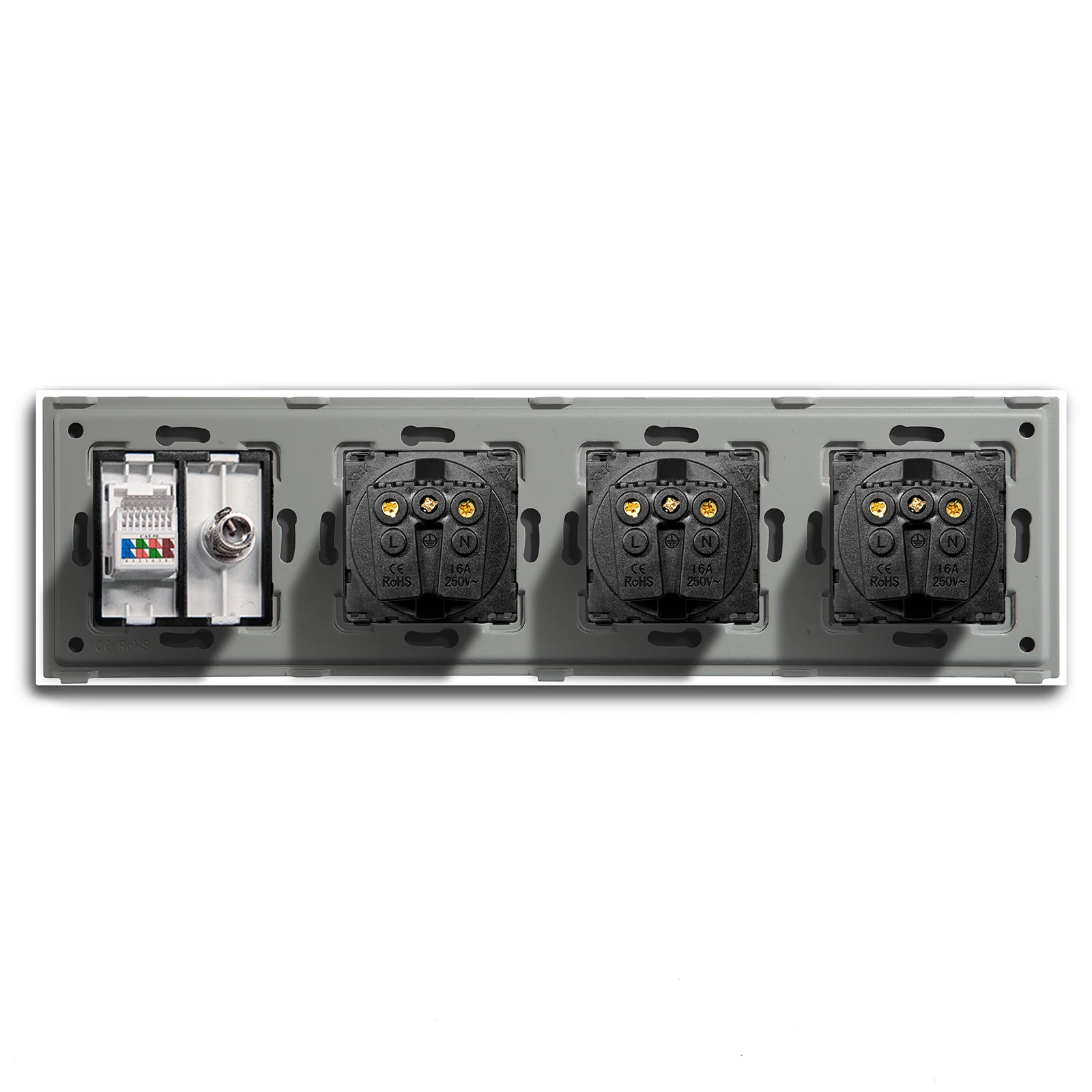 bseed double wall sockets eu standard four frames power sockets tv pc internet crystal glass panel white black gold eu standard free global shipping