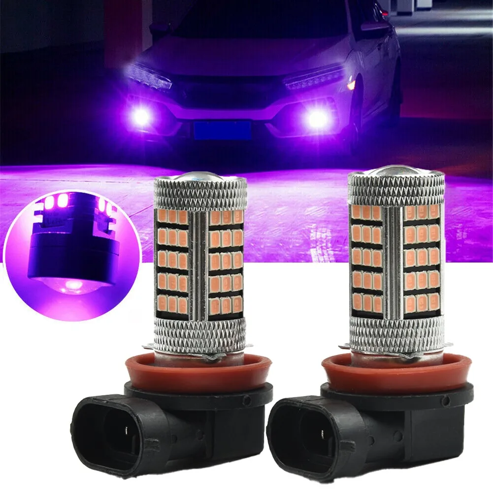 

12V DC LED 2 X Bulbs Accessories Car Fog Driving Pink Purple Universal