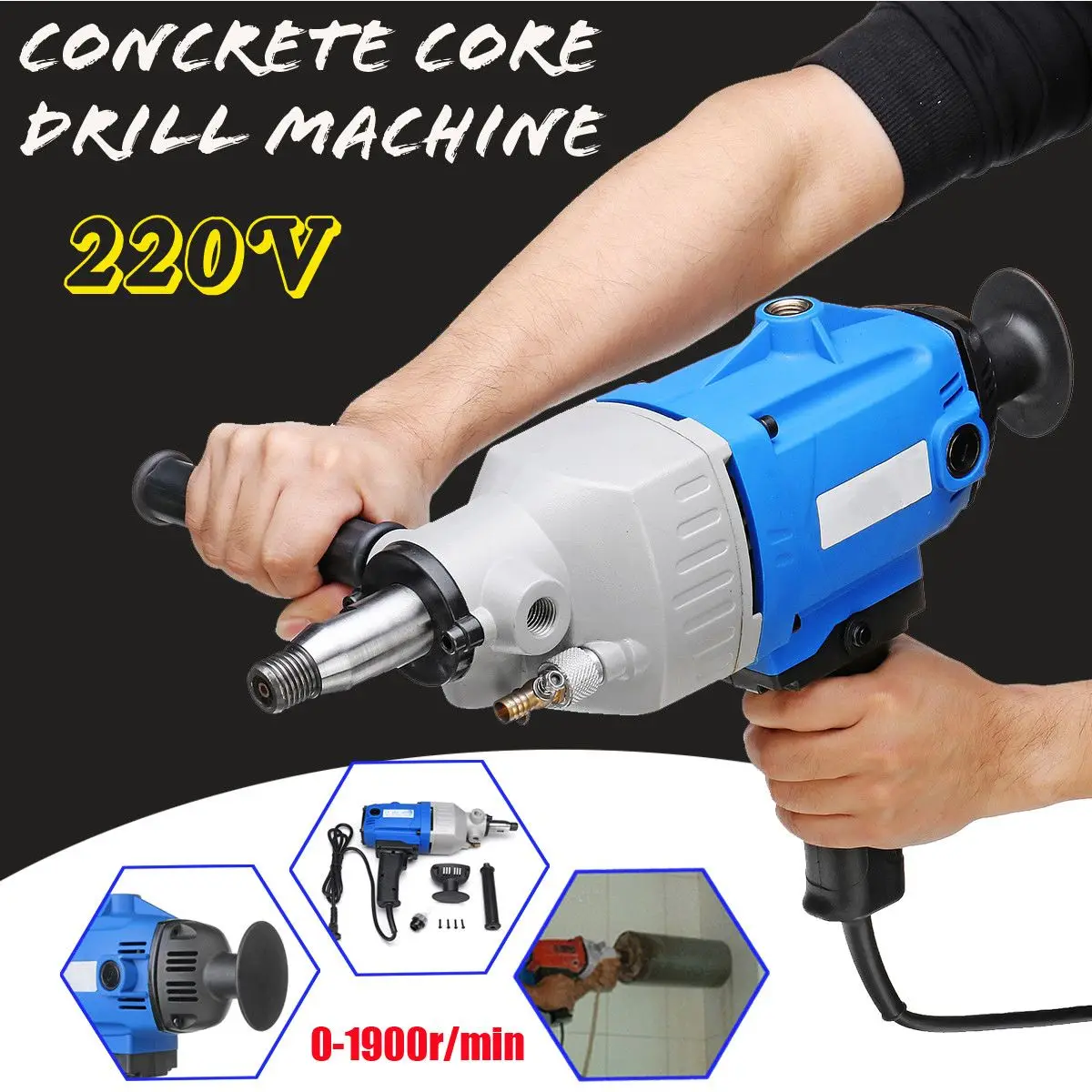 220V 2500W 168mm электрическая Алмазная сердечник сверла влажная ручная машина для сверления бетона с аксессуары для водяного насоса