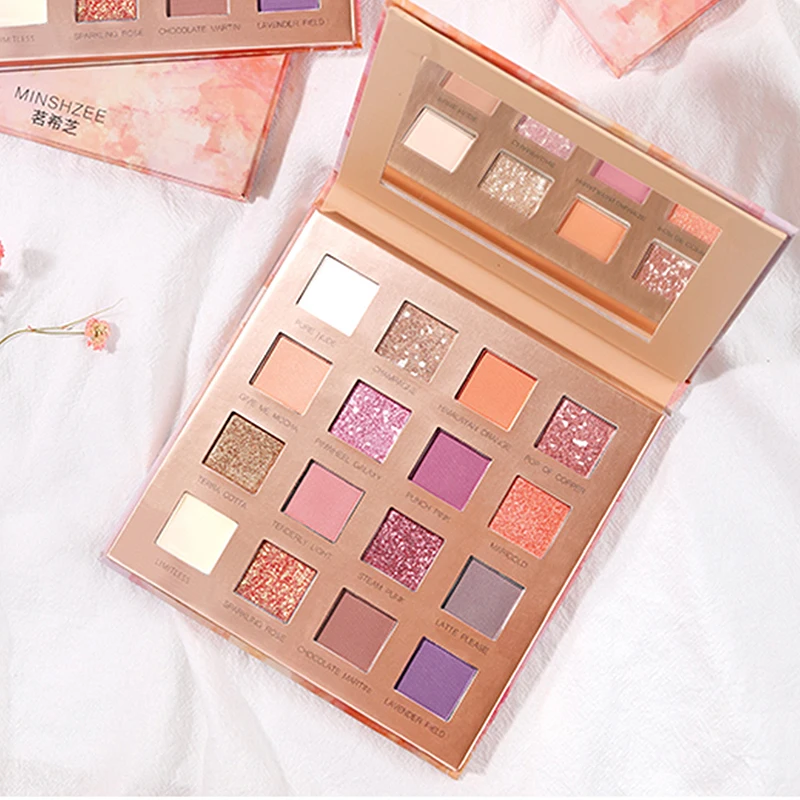 Новый стиль 16 цветов блестящие тени для век палитра макияжа матовые мерцание и