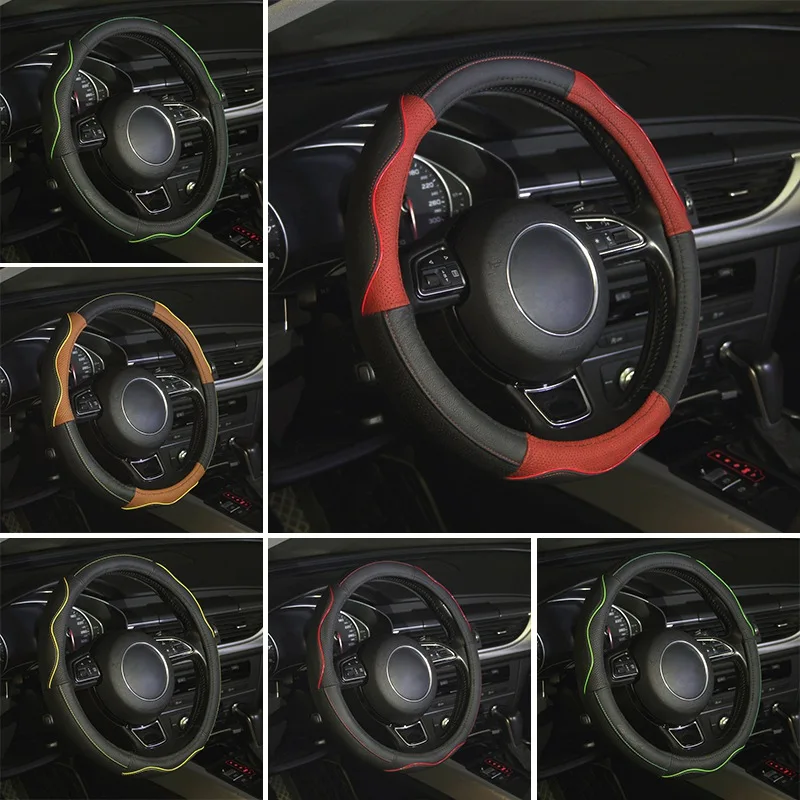 

Four Seasons General Leather Car Handle Cover Rubber Ring Antiskid Leather Steering Wheel Leather Handle Cover Accessories