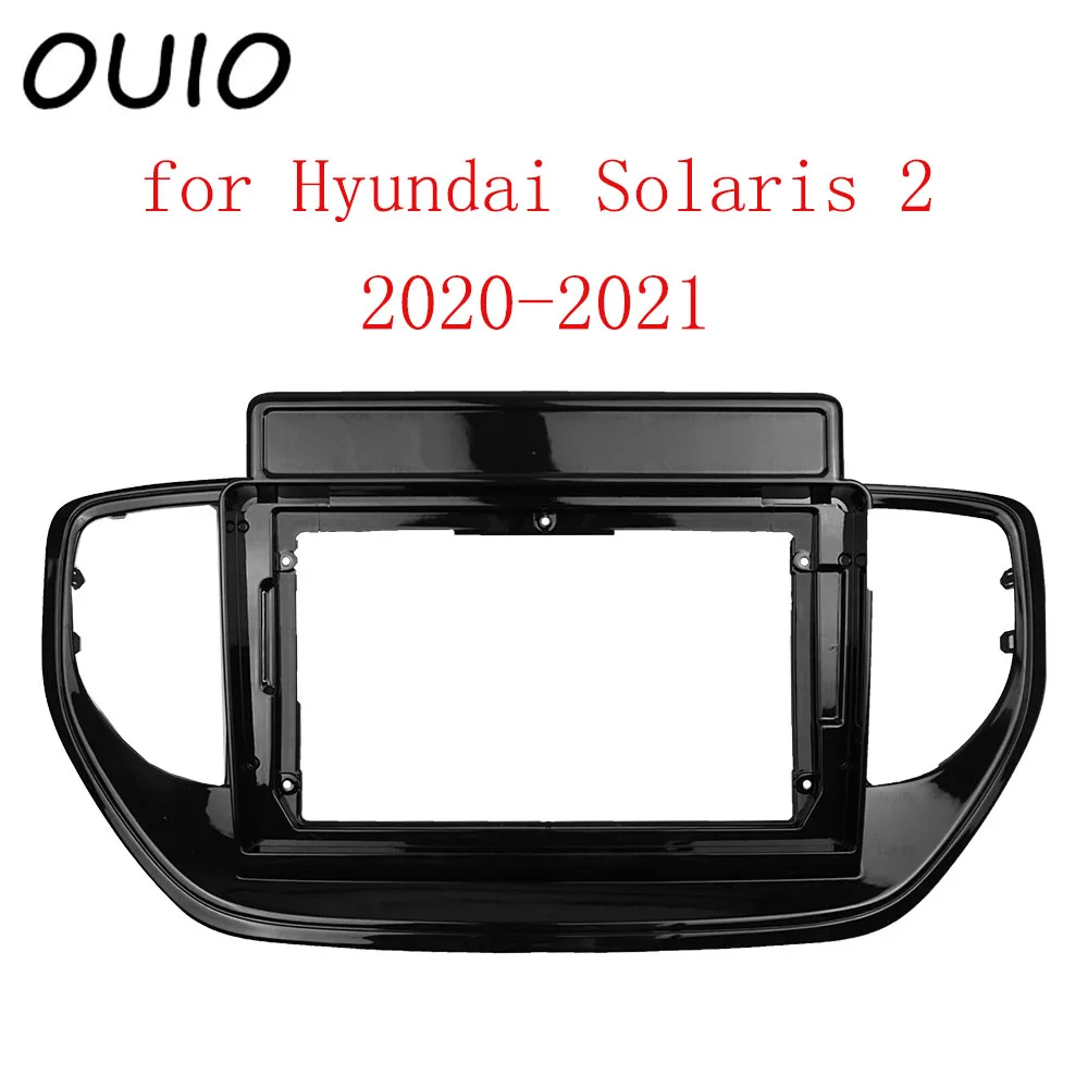 

OUIO 9-дюймовая панель приборной панели автомобиля, двойной Din DVD рамка, декоративный комплект, панель приборной панели подходит для Hyundai Solaris 2 ...