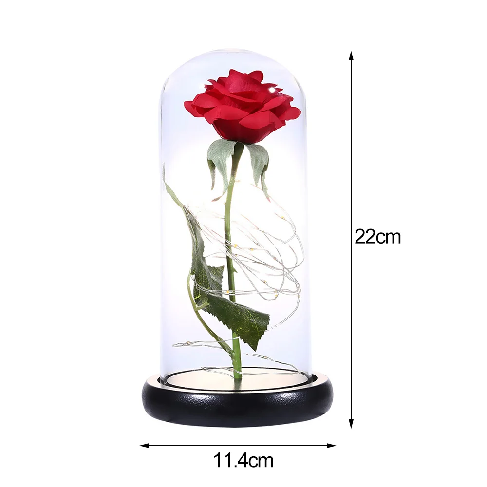 Новая имитация цветка розы светодиодная гирлянда стеклянная крышка с 20