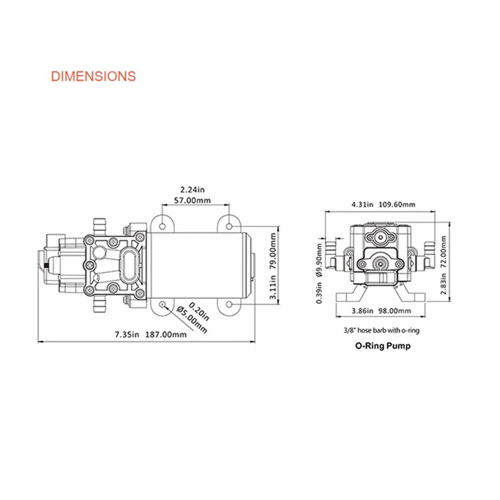 

12V 1.2GPM 35PSI RV Marine Boat Water Pressure Diaphragm Pump Boat Caravan