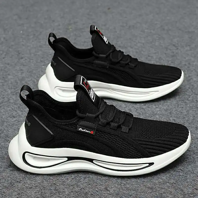 Autumn Men's Shoes 2022 New Flying Woven Breathable Fashion Shoes Men's Mesh Casual Sneakers Shoes Men Running Shoes Men Flats