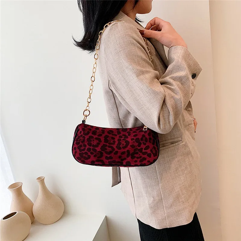 Леопардовые сумки для багета женщин 2019 Модные Сумки из искусственной кожи