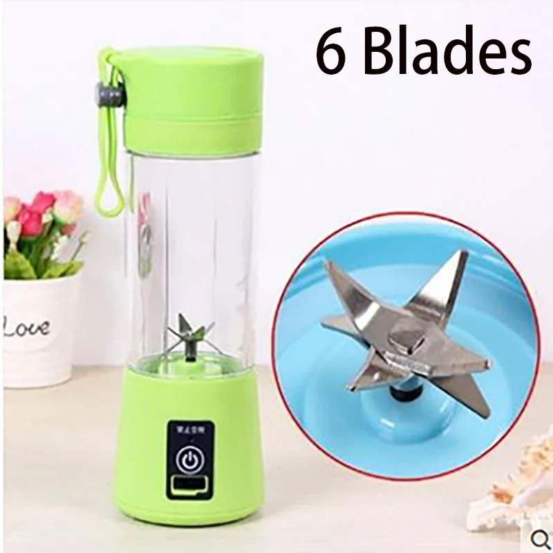 6 лезвий домашней Портативный электрическая соковыжималка бутылка для сока