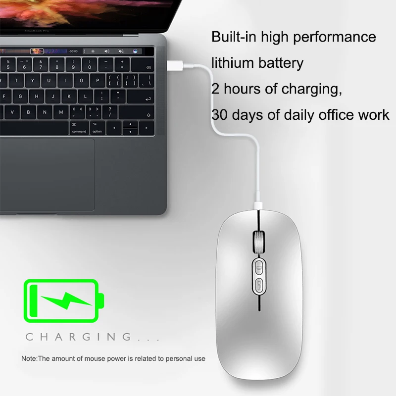 J JOYACCESS Wireless Mouse Silent 2.4GHz Mouse Computer Mause Rechargeable Built-in Battery USB Receiver Mice Ergonomic for Lap