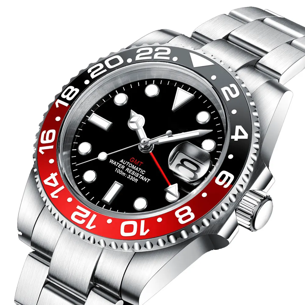 Новые роскошные мужские автоматические часы с логотипом на заказ светящиеся из