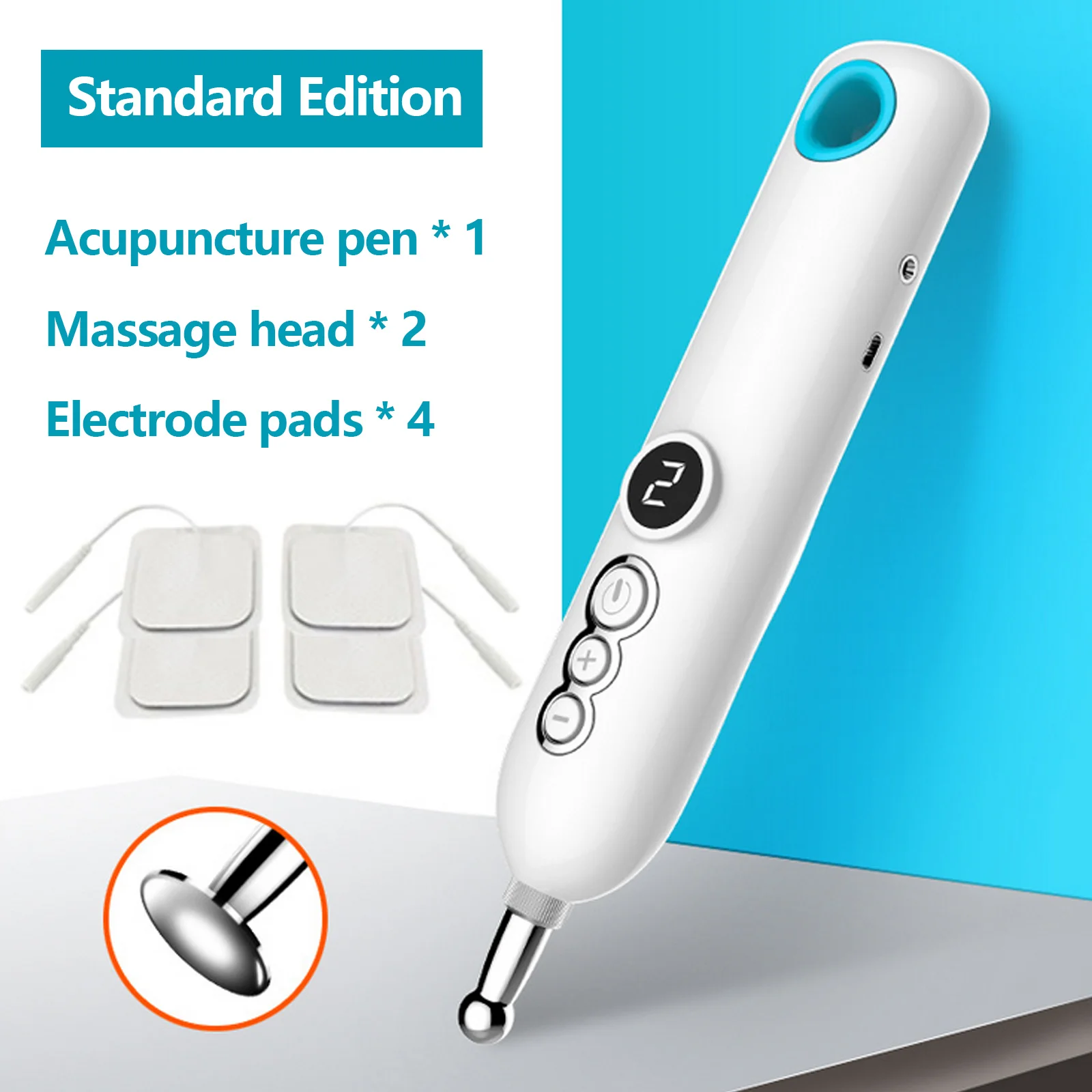 Electronic Meridians Acupuncture Pen Massager with 9 Modes 2 Massage Heads LED Display for Pain Relief Body Health Care Device | Красота и