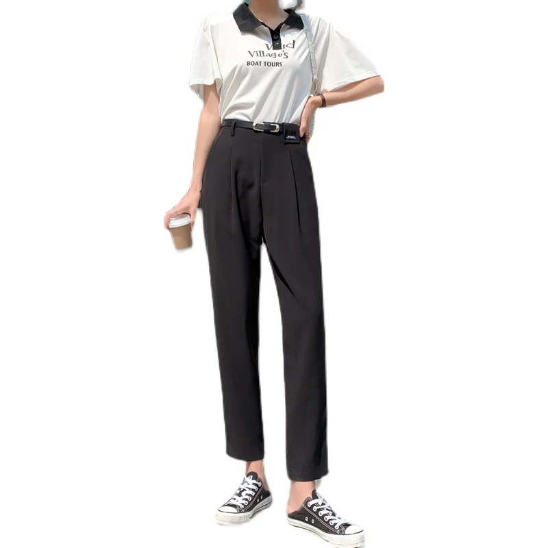 

Limiguyue Korean Summer High Waist Suit Pants Women Sraighrt Leg Pants Loose Elegant Workout Blazer Trousers Moda Fashion K1123