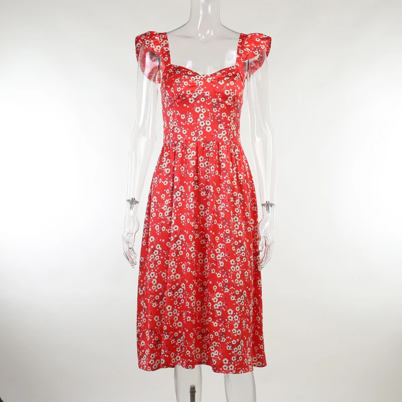 

Beyouare Bohemian Floral Print Women's Dress Sexy Strapless Tank A-Line Long Dresses Summer Elegant Vacation Beach Style Clothes