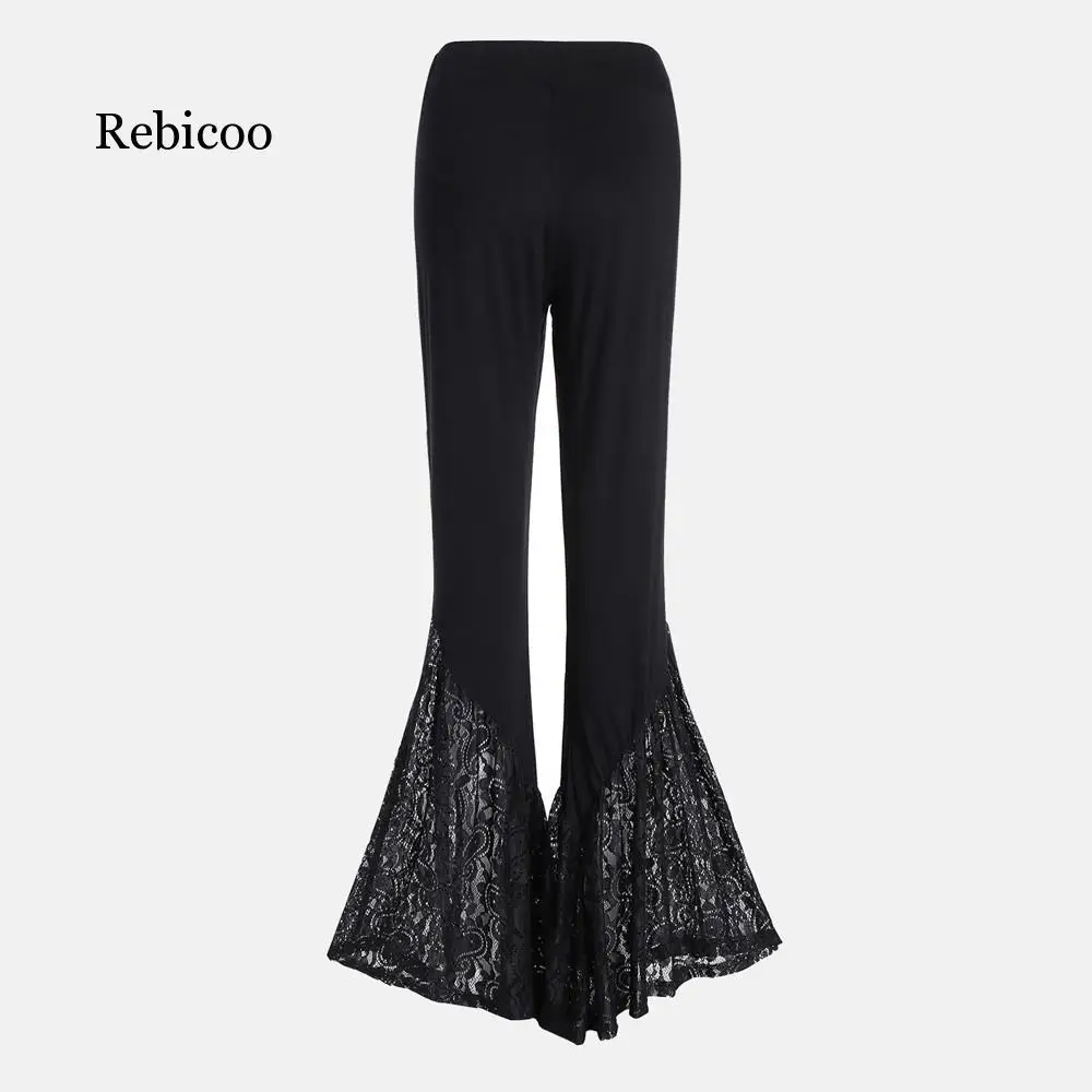 

NEW FASHION Women Casual Sexy Full Length Lace wide Leg Split Pants solid color sexy daily hot fast Shipping