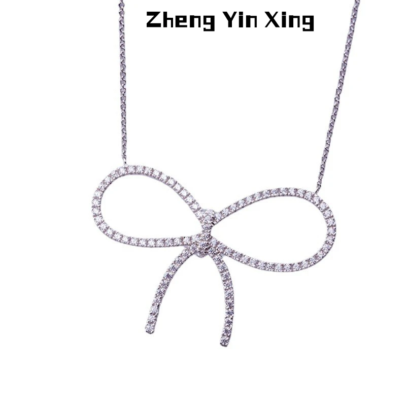 

2021 Retro Bow Necklace Boutique Wholesale Women's Fashion Wild Platinum Temperament Necklace Jewelry Gift Party