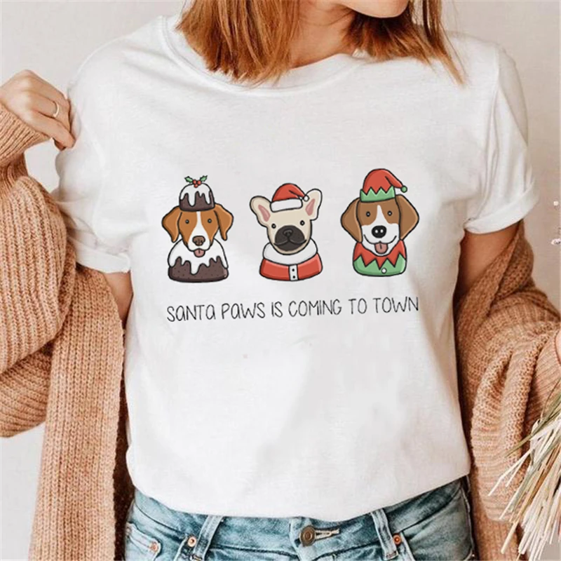 

Christmas T-shirt Holiday Festival Lovely Trend Women Cartoon Graphic Fashion T Shirt New Year Print Lady Tee Female Top Clothes